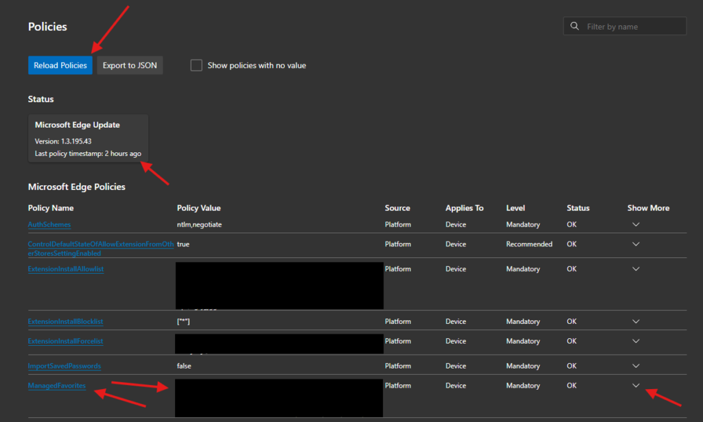 policy edge reload intune
