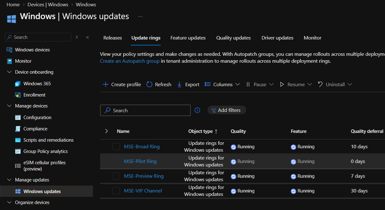 Windows Update Rings