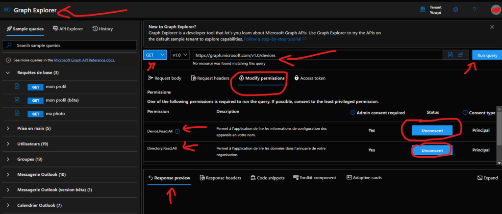 Solution: Deletion via Microsoft Graph Explorer Step 1: Identify the device object ID Render Find the affected device and note its Object ID . Step 2: Use Microsoft Graph Explorer to find the object Go to [Microsoft Graph Explorer] Log in with an account that has Global Admin and Device.ReadWrite.All permissions . Perform a query GET using the device object ID: https://graph.microsoft.com/v1.0/devices/{ObjectID} Replace {ObjectID} with the copied ID.